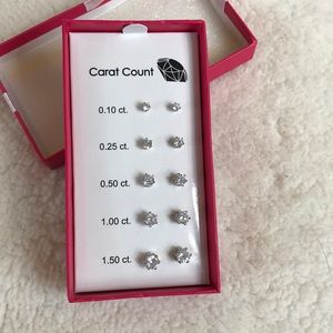 Avon 5 Pair-5 Sizes CZ Stud Earrings New In Box